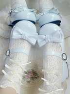 Sweet Lolita Blue Bow Round Toe Block Heel Mary Janes | CoyBunny