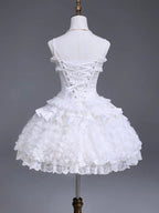 Snow Theme Elegant JSK Dress with Pearl and Floral Brooch - Airfreeing | CoyBunny