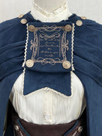 Embroidered Navy Cape with Gold Detailing - Xiong Dou Jiang | CoyBunny