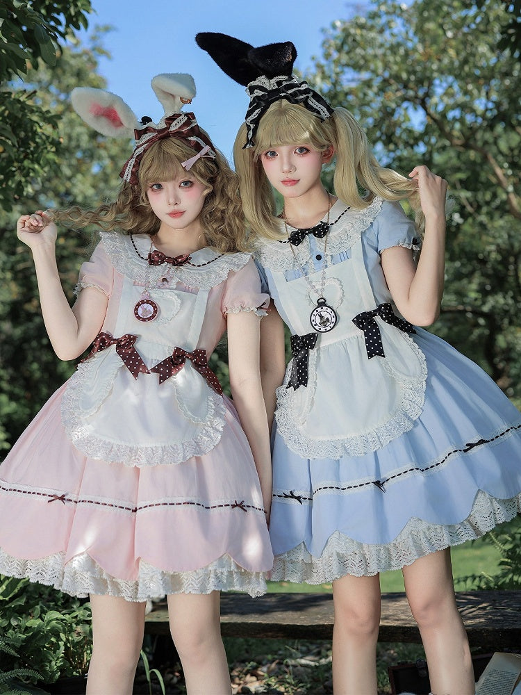 Blue and White Alice OP Dress with Apron - Sheep Puff Atelier | CoyBunny