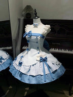 Blue Polka Dot Ruffled Sweet Lolita Jumper Skirt - Sweetheart Dream | CoyBunny