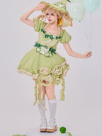 Green Ruffled Sweet Lolita Fluffy OP Dress Full Set | CoyBunny