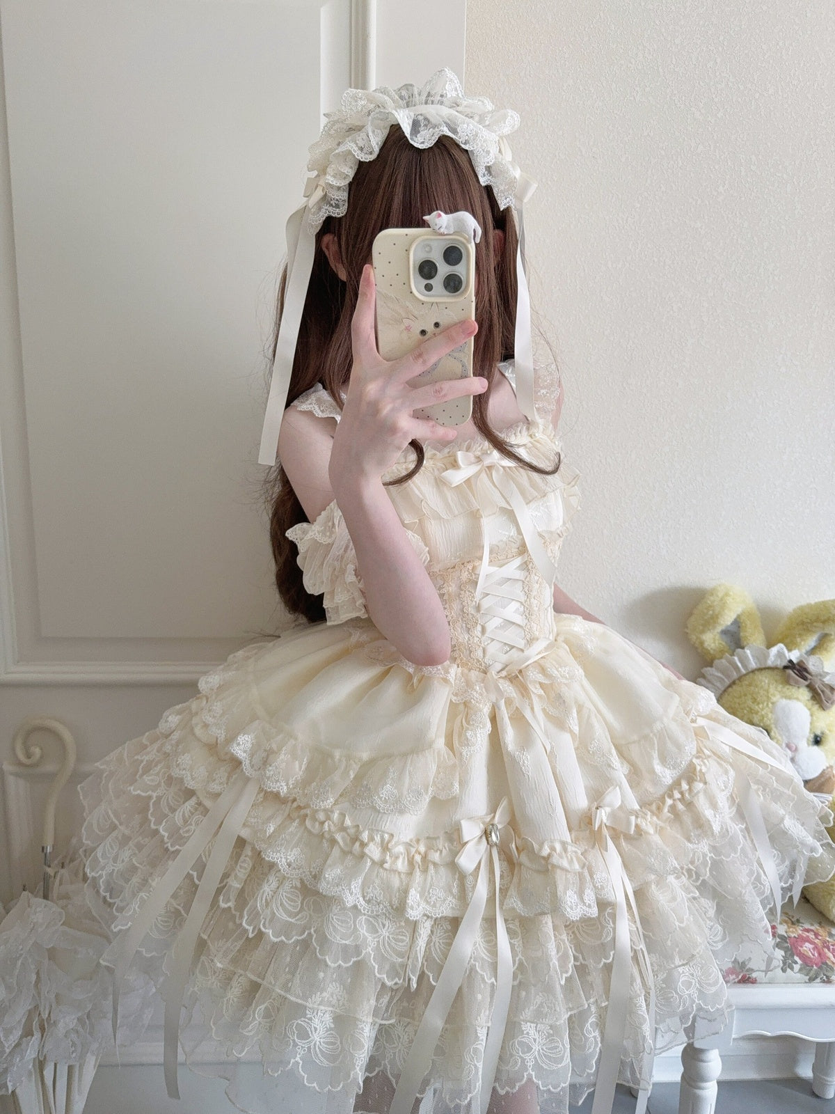 Apricot Ballet Lolita JSK Dress with Train | Sweet Princess Gown
