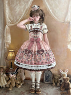 Puppy Coffee Shop Print Pink Sweet Lolita JSK Dress - Stars Fall on the Foggy Island | CoyBunny