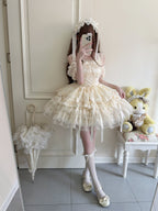 Apricot Ballet Lolita JSK Dress with Train | Sweet Princess Gown