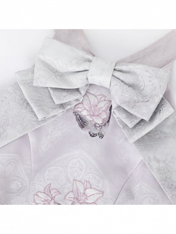Oriental Lilac Halter Bow Floral JSK Outfit - Yimu Walnut | CoyBunny