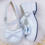 Sweet Lolita Blue Bow Round Toe Block Heel Mary Janes | CoyBunny