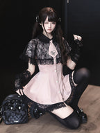 Stripe Dress Set with Lace Cape and Tie - Ekomi | CoyBunny
