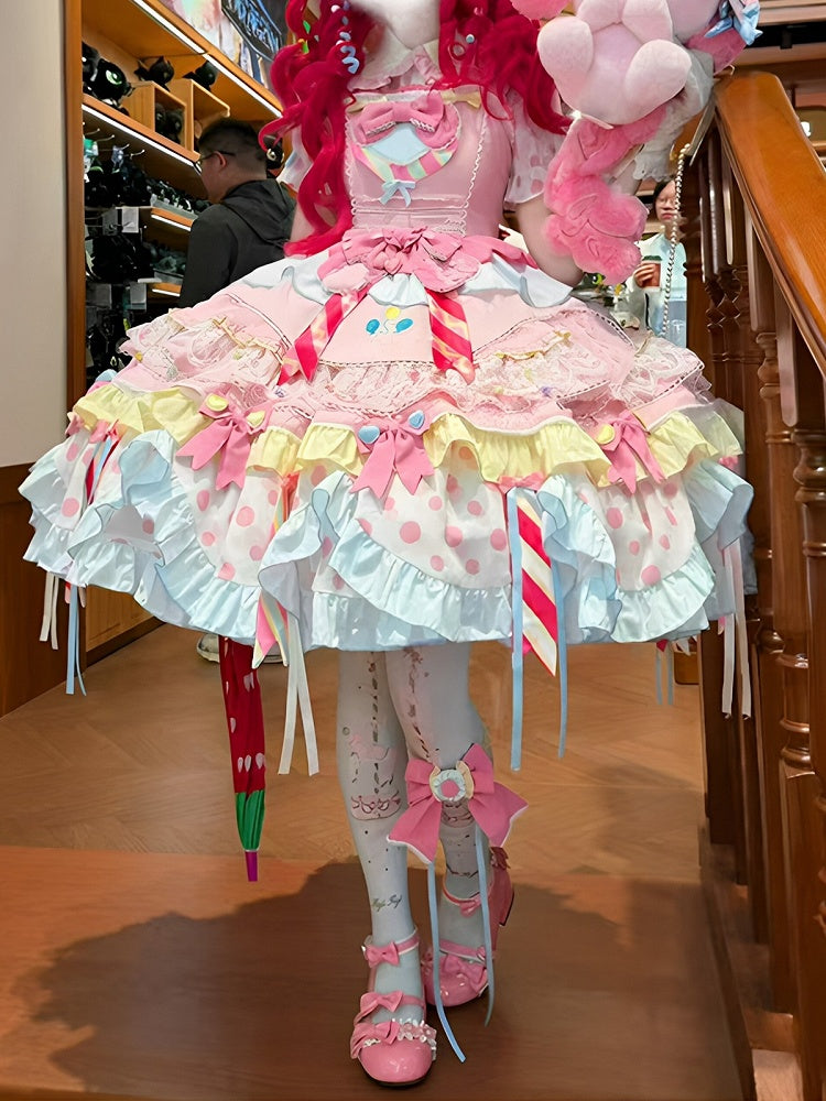Polka Dot Sweet Lolita Short Puff Sleeve Blouse - Dollet | CoyBunny