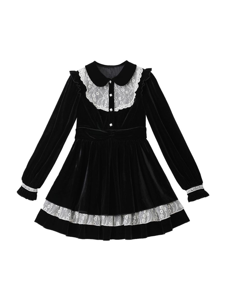Black Flared Girly Dress - Kawaii A-Line | CoyBunny