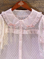 Pink Peter Pan Collar Polka Dot Sheer Tulle Blouse - Dream Magic Box | CoyBunny