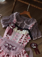 Gray/Pink Sweet Short Puff Sleeve Lolita Blouse | CoyBunny
