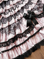 Black Pink High Waist Ruffled Lolita Jumper Skirt - Mademoiselle Pearl | CoyBunny