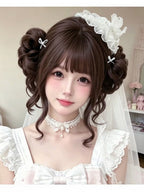 Brown Bob Wig with Bangs and Double Bun Clip - Meow Island Wig | CoyBunny
