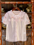 Pink Peter Pan Collar Polka Dot Sheer Tulle Blouse - Dream Magic Box | CoyBunny