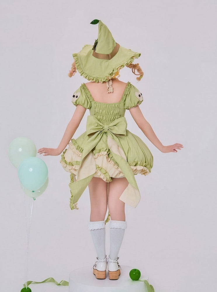 Green Ruffled Sweet Lolita Fluffy OP Dress Full Set | CoyBunny