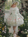 Mint Green Bows Layered Hime Lolita Jumper Skirt Set - Huating | CoyBunny