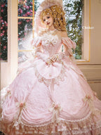 Pink Off-Shoulder Lolita Lace Gown with Ruffles and Bows - Hinana Queena | CoyBunny