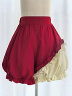 Red Ruffled Sweet Lolita Fluffy OP Dress Full Set | CoyBunny