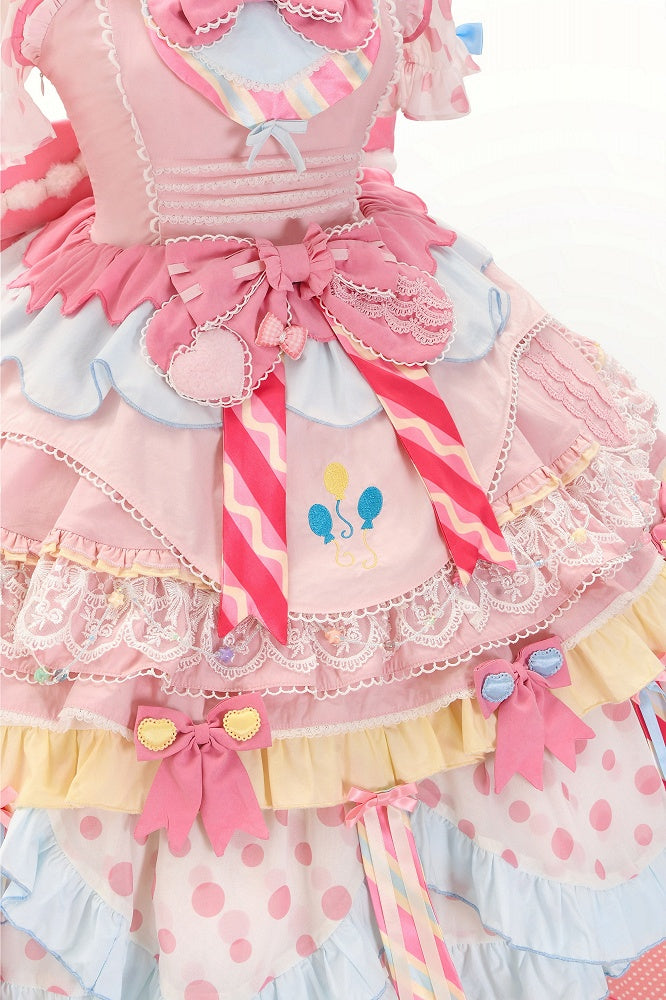 Pastel Sweet Lolita JSK Dress with Polka Dots and Scalloped Hem - Dollet | CoyBunny