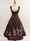 Brown Under Bust Violin and Piano Print Elegant Lolita Dress | CoyBunny