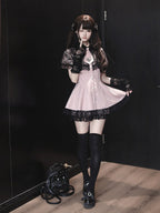 Stripe Dress Set with Lace Cape and Tie - Ekomi | CoyBunny