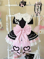 Black & Pink Kitty Maid Lolita Dress ¨C Sailor Collar Heart Apron Sweet JSK | For You | CoyBunny