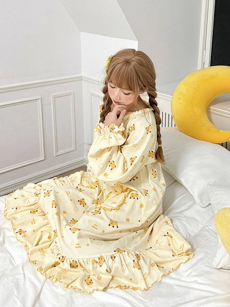 Yellow Mango Print Peter Pan Dress - Tan Tuan | CoyBunny