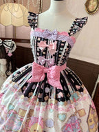 Charcoal Lace Bear-Print JSK with Bow Accents - Sweet Dream Shop | CoyBunny