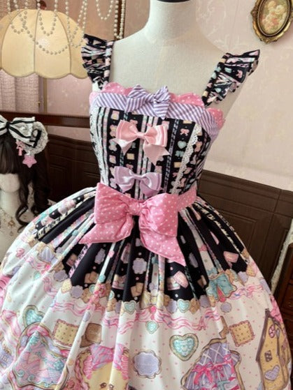 Charcoal Lace Bear-Print JSK with Bow Accents - Sweet Dream Shop | CoyBunny