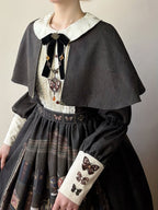 Dark Brown Bookshelf Print Long Sleeve Lolita Dress Cape - Miss Point | CoyBunny