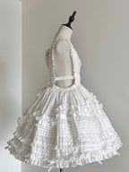 Ivory Checkered Frilly Bow Lolita Jumperdress | CoyBunny