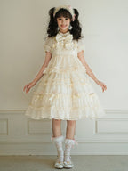 Beige Bow Accents Ruffle Trimming Sweet Lolita Layered-Look Dress | CoyBunny