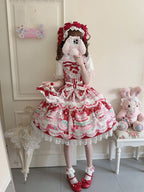 Crimson Bunny Cherry Print Sweet Lolita Jumper Dress - Miss Han | CoyBunny