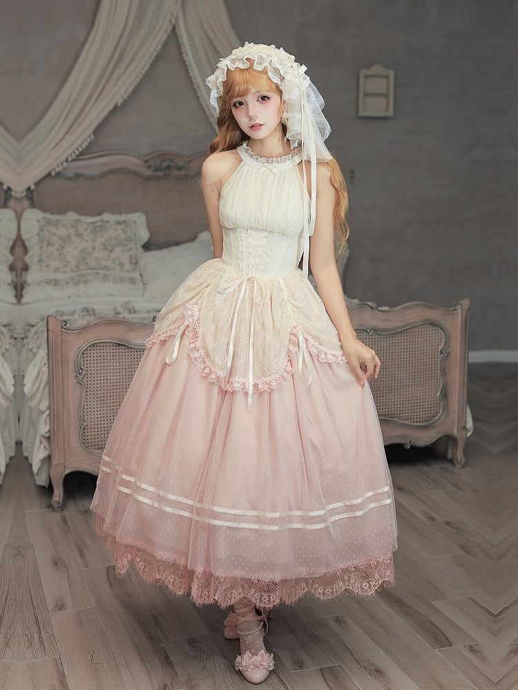 Pink Classic Gradient Lolita JSK Dress with Hairband and Clip - With PUJI | CoyBunny