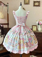 Blush Lace Bow JSK with Bear Motif and Sweet Details - Sweet Dream Shop | CoyBunny
