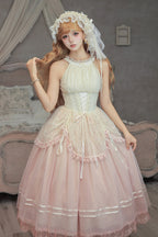 Pink Boned Basque Lolita Halter JSK Dress - With PUJI | CoyBunny