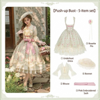 Petal Hem Lolita Bustier Set with Shirt, Hat & Flower