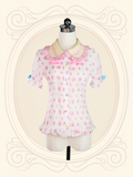 Polka Dot Sweet Lolita Short Puff Sleeve Blouse - Dollet | CoyBunny