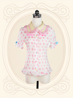 Polka Dot Sweet Lolita Short Puff Sleeve Blouse - Dollet | CoyBunny