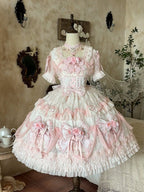 Rose Hanayome Lolita Hime Gown with Detachable Sleeves, Flower Bows and Pearl Chains - sedef | CoyBunny