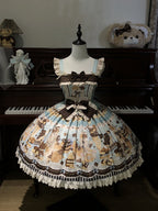 Mint Green Sweet Lolita JSK Dress with Kitty & Chocolate Print - Poetry of Dolls | CoyBunny
