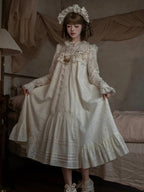 Beige A-line Lace OP Dress - iris de nuit | CoyBunny