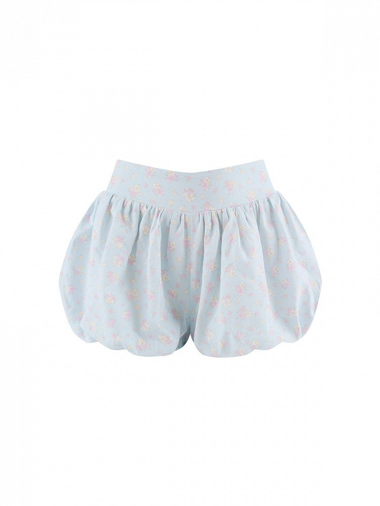 Blue Floral Print Bubble Shorts - serendipity | CoyBunny