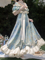 Blue Empire Waist Oil Painting Maxi Dress - Every Page of Poetry | CoyBunny