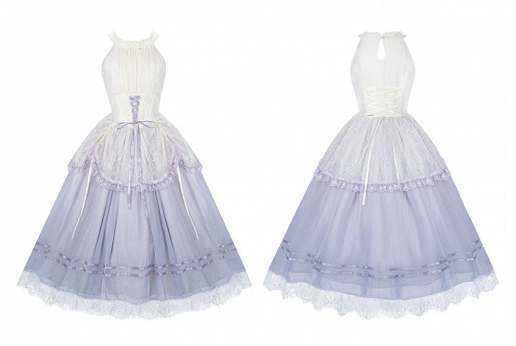 Purple Classic Gradient Lolita JSK Set with Cardigan and Hair Items - With PUJI | CoyBunny