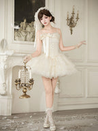 Boned Corset Waist Spaghetti Straps Dress Lolita JSK with Tiered Skirt - With PUJI | CoyBunny