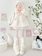 White Fluffy Plush Leg Warmers | Two Bear Pink | CoyBunny