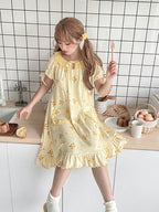 Yellow Mango Print Peter Pan Dress - Tan Tuan | CoyBunny