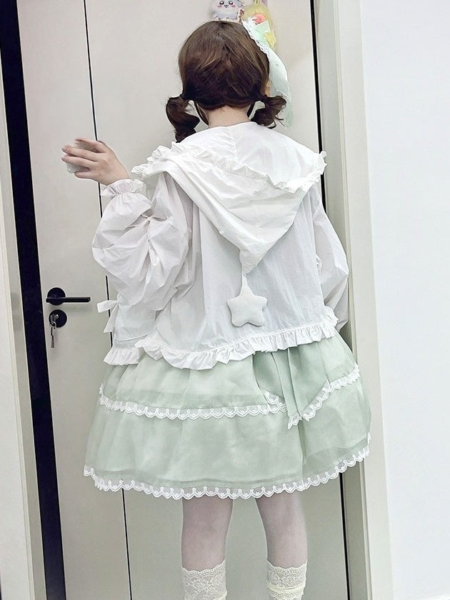 Sweet White Bowknot Sun Protection Jacket with Star Hood - NANACO | CoyBunny